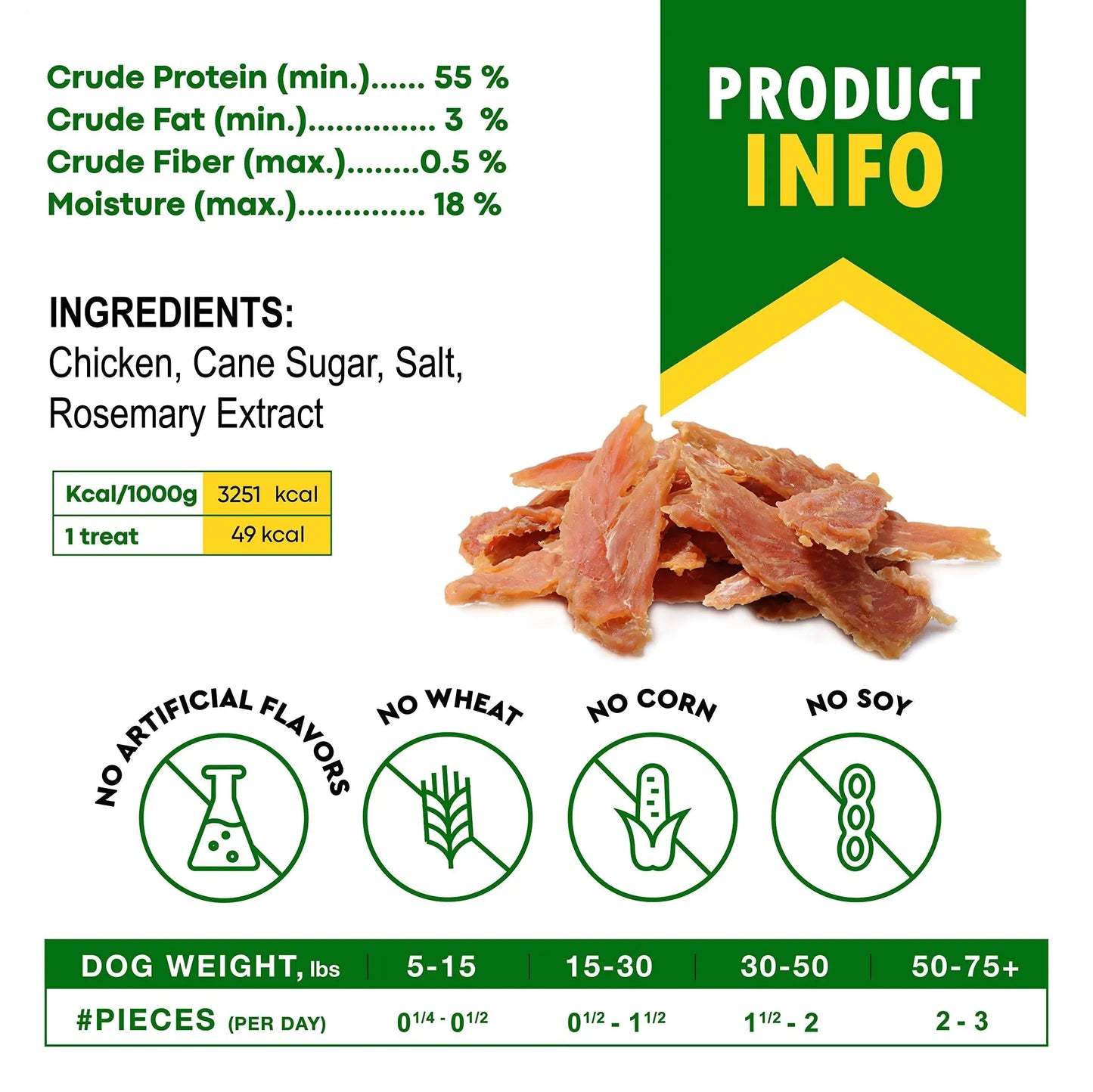 Chicken Jerky Dog Treats All Natural and Organic Healthy Snacks for Dogs 300 G