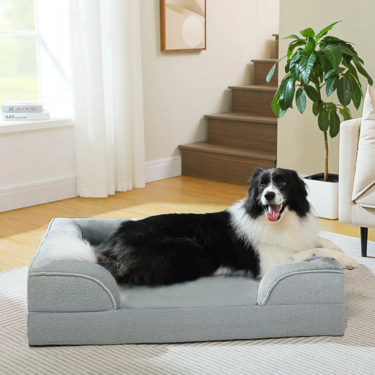 Orthopedic Dog Bed Washable Large Dog Bed for Large Dogs with Supportive Foam2-Layer Waterproof Cover and Non-Slip Bottom for Small Medium and Large Dog-GrayLarge